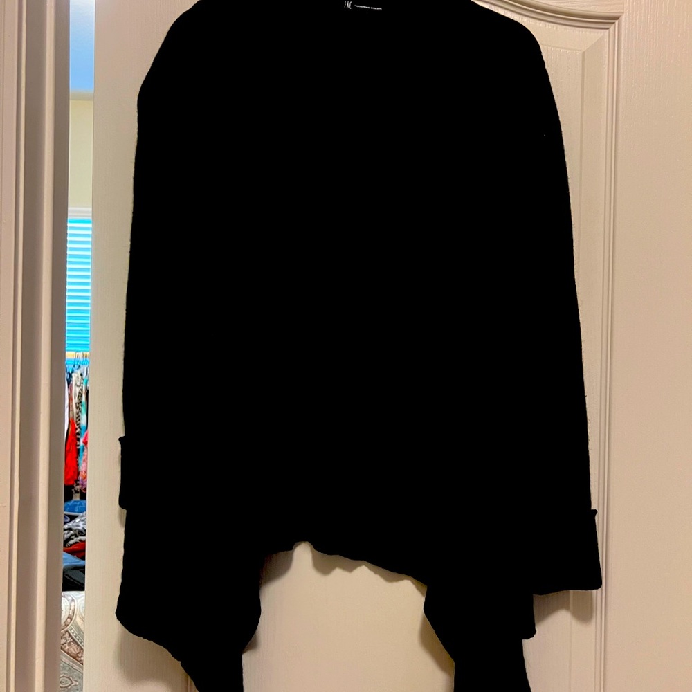 INC BlackM  open front sweater and INC black and silver M poncho